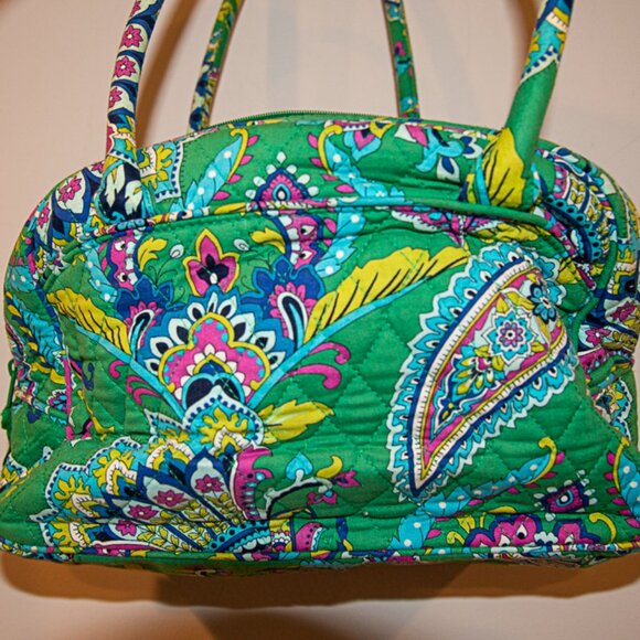 Vera Bradley 2 Handle Satchel Bag Peacock Design - Picture 4 of 4